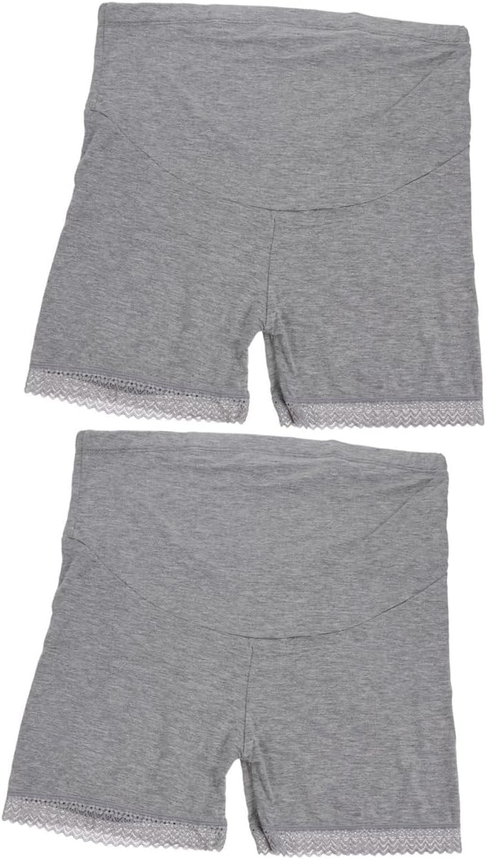 2pcs Lace Maternity Panties High Waist Belly Support for Pregnant Women Grey