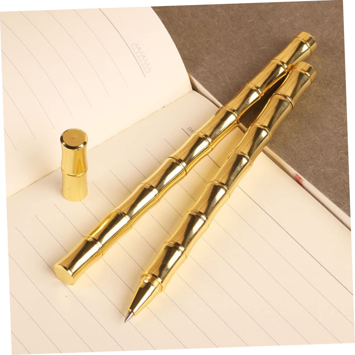 SHINEOFI Juego De 4 Bolígrafos De Firma De Bambú Neutros Bolígrafo De Tinta Estilográfica Bolígrafo Negro Suministros Creativos De Oficina Latón Dorado 2 Unidades 2 piezas x 4