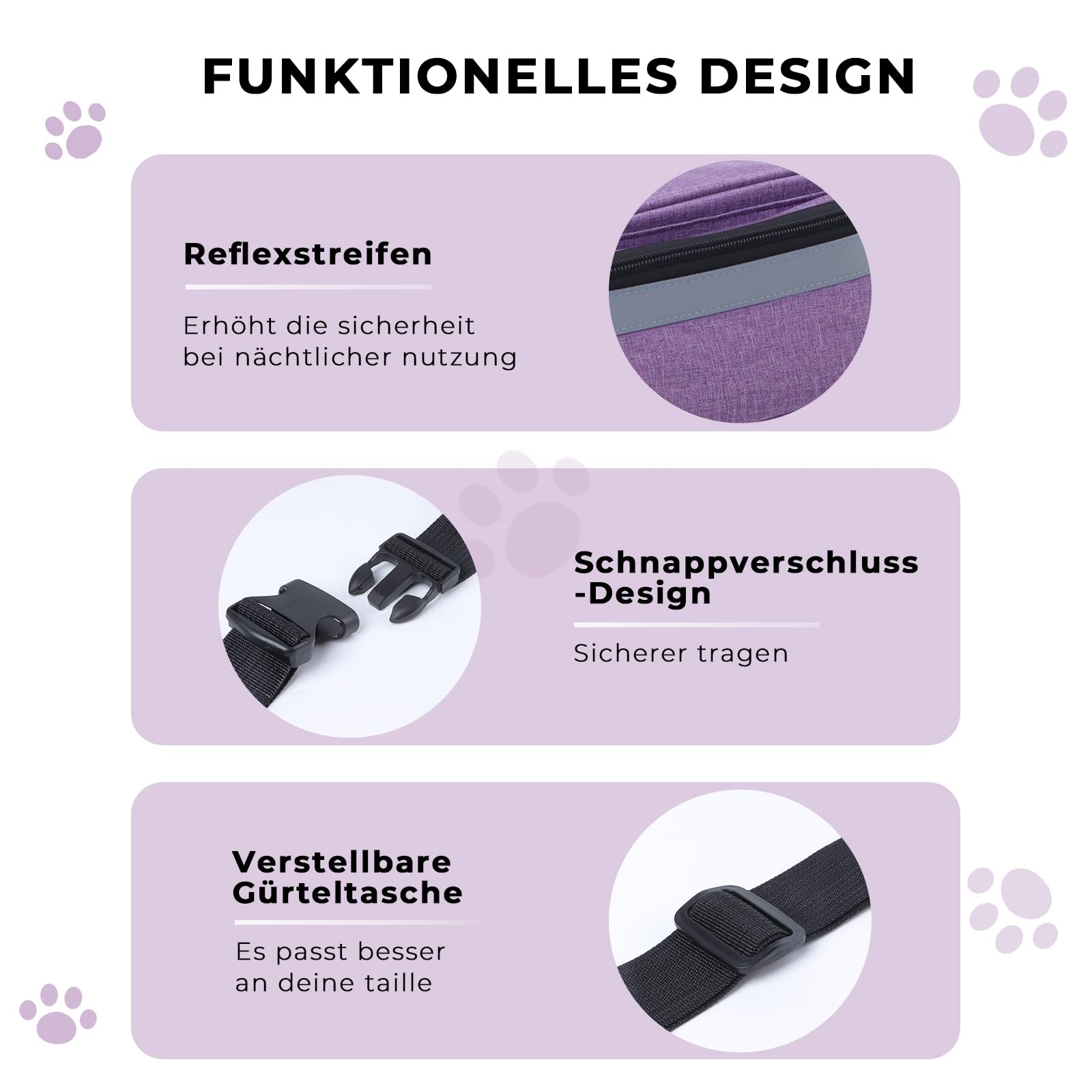 FIVAVA Borsa Multifunzione per Cani, Borsa per Cani – Marsupio per Accessori per Cani, Dispenser di Sacchetti e Robusta Sacca per Cani (Viola)