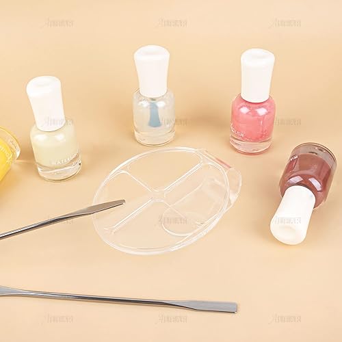 Miniatura 6 de AUEAR, Paleta de mezcla de maquillaje de mano, paleta de maquillaje transparente, paleta de cosméticos de uñas, paleta de manicura con 2 espátulas