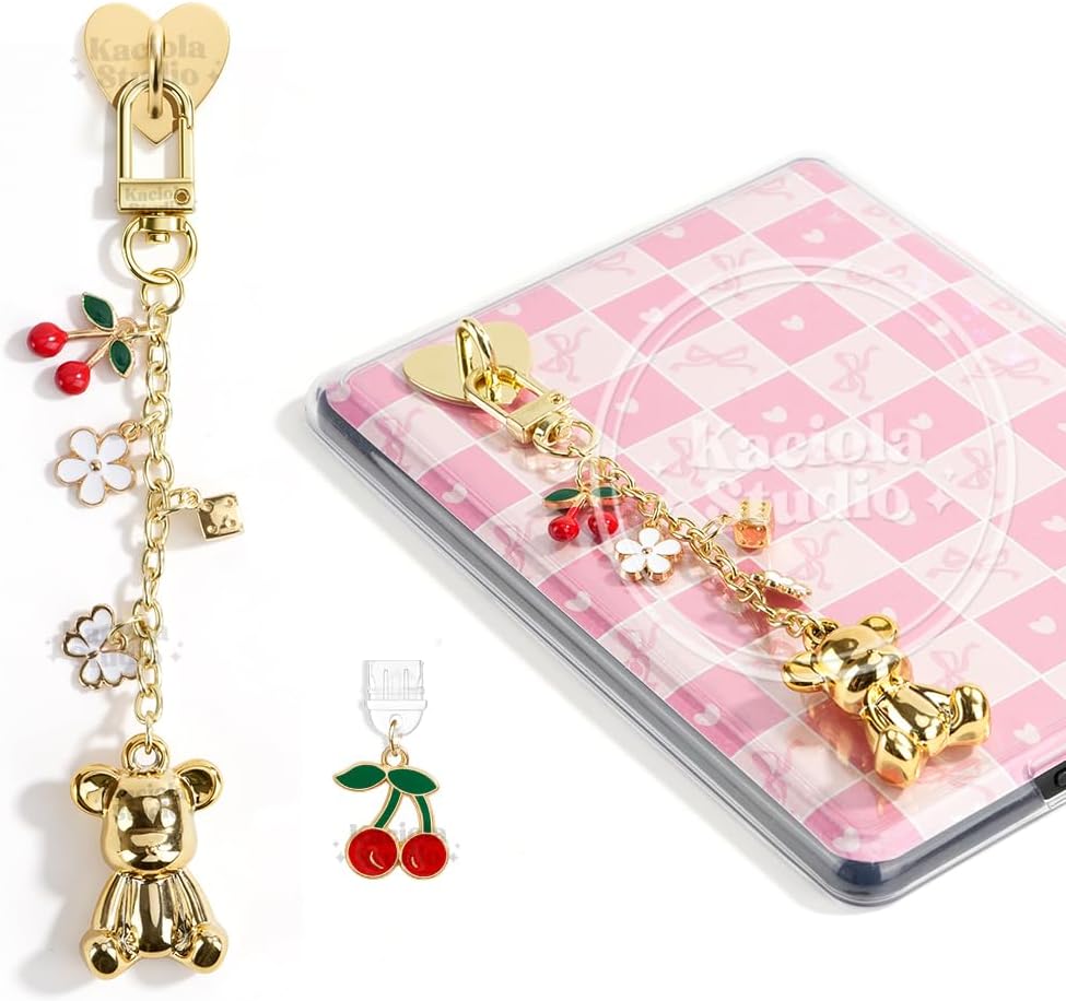Kaciola Charm Chains for Kindle, Cute E-reader Phone Charm Bracelets Accessories Gift for Reader Booklovers Women Men, Charms Compatible for Kindle/E-Reader/Phone (A)