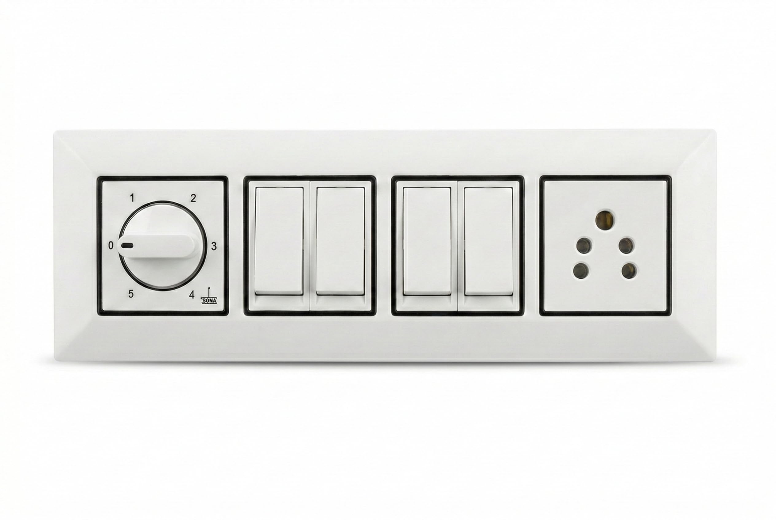 Surface Mount Switch Board with 4 Switches, Fan Regulator, 5A Socket, White, Modular Design-image-18