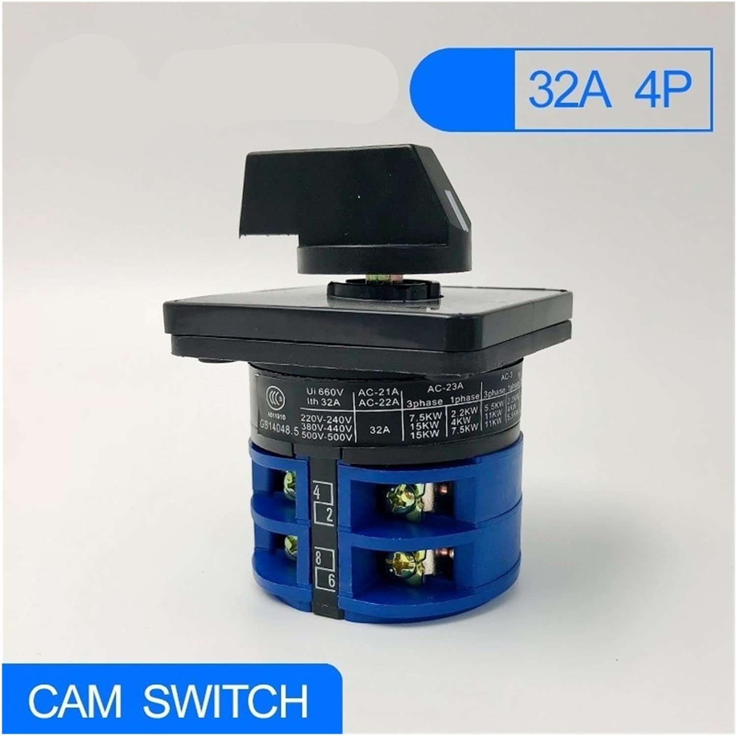 4 Positions 8 Terminals 2 Levels Rotary Cam Changeover Switch with Screws 690V 32A Silver Contact LW28 LW26-32/2 YMW26