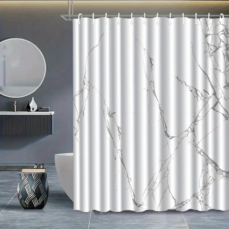 Rideau de douche marbré lavable en machine pour cloison étanche