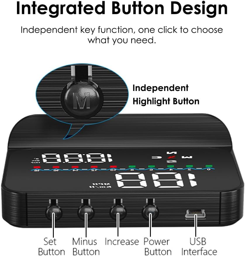 Riloer Head Up Display, OBD2 GPS Car HUD Head-Up Display Universal Multifunction Speedometer, M19 Smart Gauge, Universal Fit for Most Cars