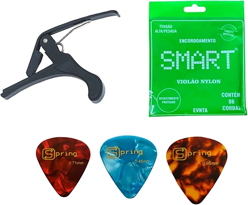 Acessórios para violão de nylon encordoamento capotraste palheta e porta palheta