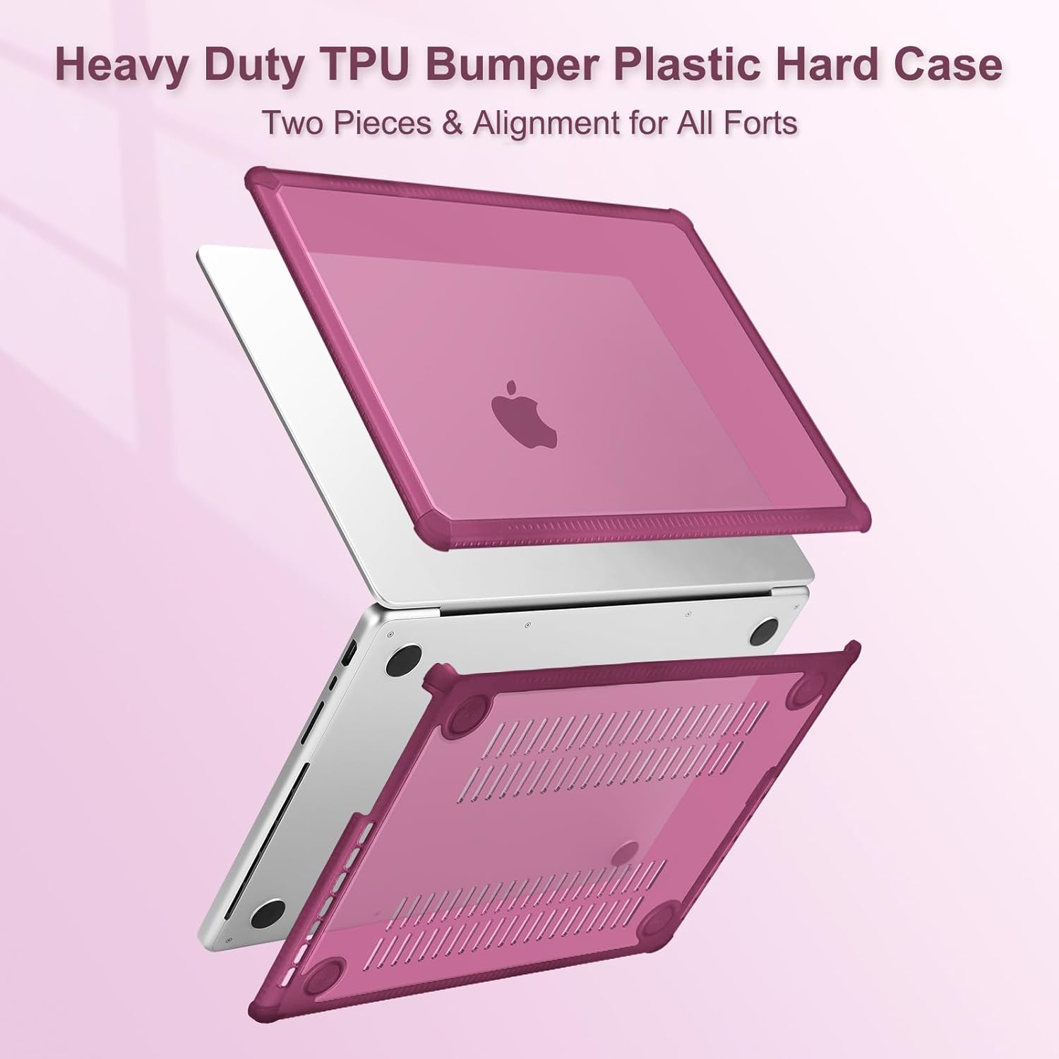 MOSISO Compatible with MacBook Pro 14 inch Case M5 2026 M4 M3 M2 M1 2025-2021 A3427 A3426 A3434 A3112 A3185 A3401 A2918 A2992 A2779 A2442,3 in 1 Kit Anti-Crack Hard Shell with TPU Bumper, Wine Red