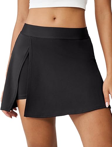 K-Swiss Skorts for Woman - Sweat Wicking Athletic Skirt with Short Side Split for Golf Pickleball Tennis Running Workout