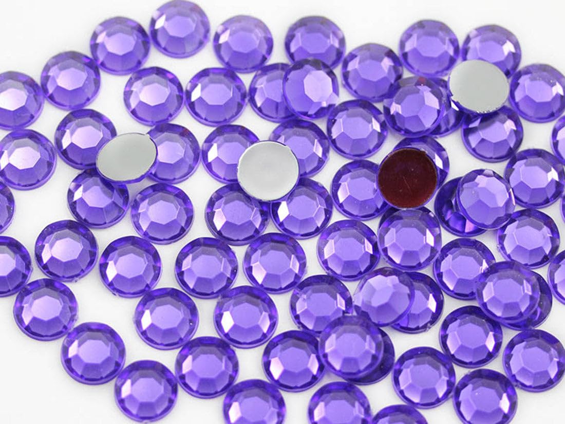 Allstarco 500PCS 9mm SS42 Purple Violet .VT Acrylic Flat Back Rhinestones for Jewelry Making and Face Painting Card Making Embelishments Plastic Gems