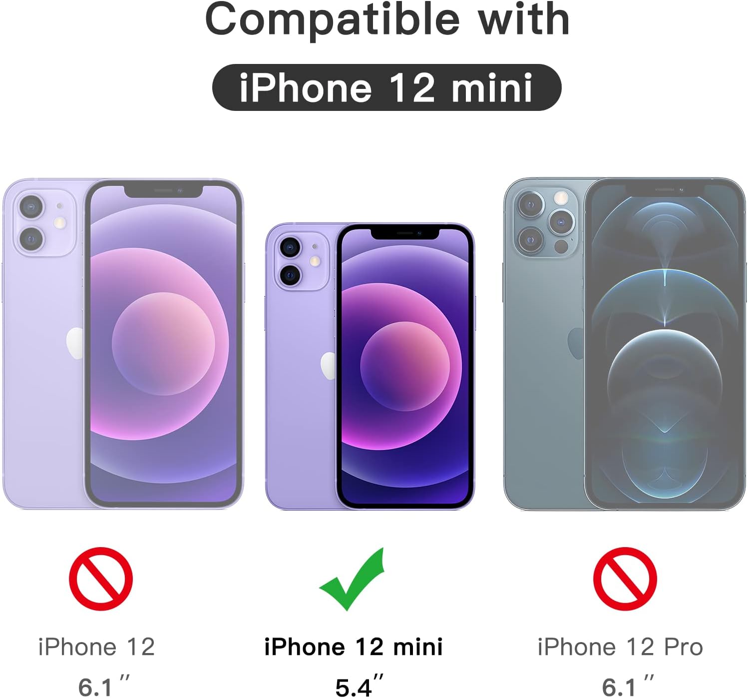 JETech Película de Vidro Temperado de Cobertura Total para iPhone 12 mini 5,4 Polegadas, Borda Preta Protetor de Tela com Ferramenta, HD Transparente, Pacote de 3