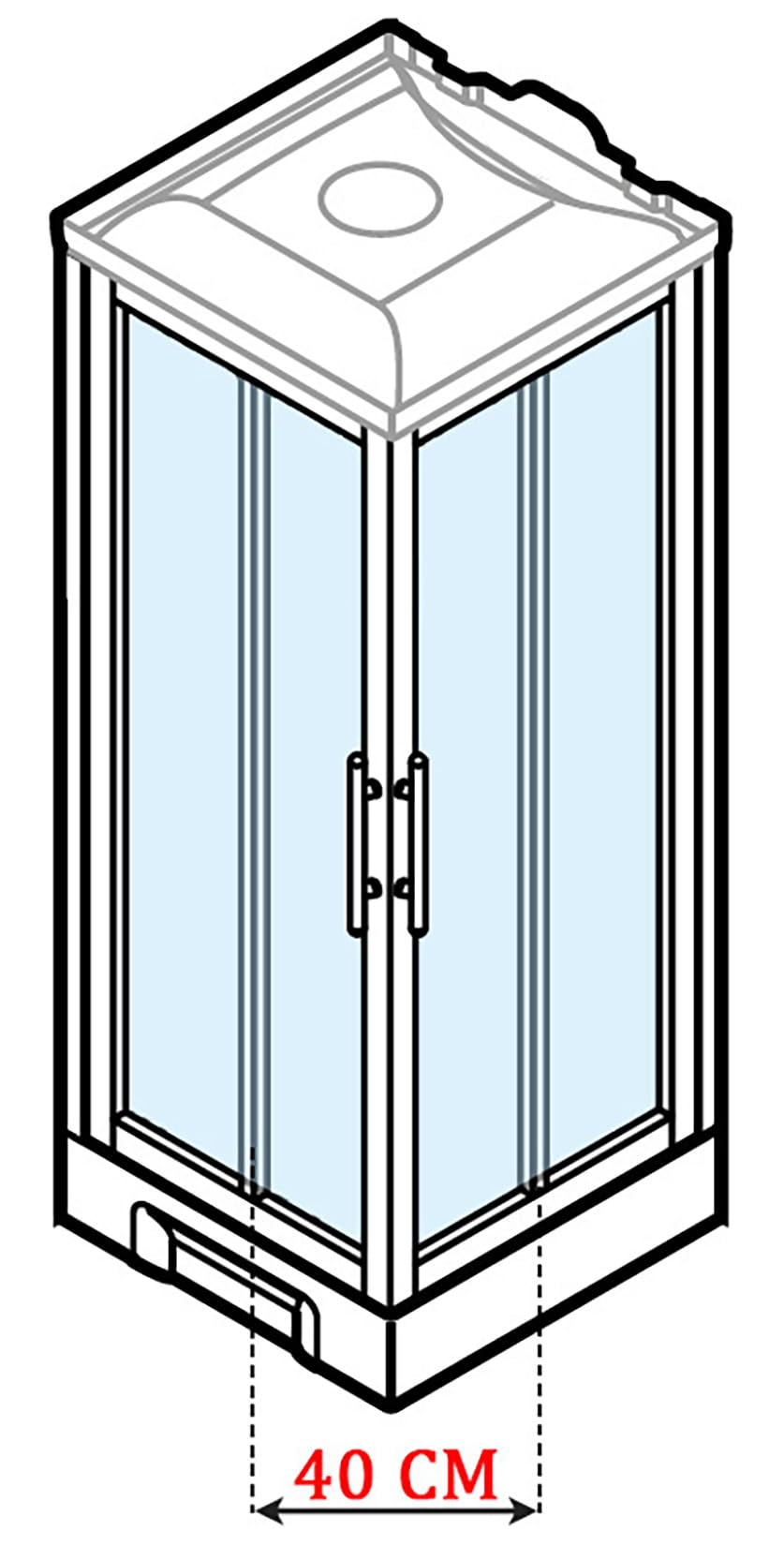 Novellini New Holiday A80 Standard con techo de 80 x 80 cm, cabina de ducha equipada con 2 puertas correderas y 2 fijas paneles reversibles mezclador termostático cristal Aqua perfil blanco altura