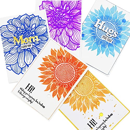Alinacutle 2PC Floral Clear Stamps , Background Stamp,Paper Craft Silicon Stamps,Scrapbooking and Album, 2PC - 5.90x5.90IN Blooming Flower Background,Sunflower Stamps