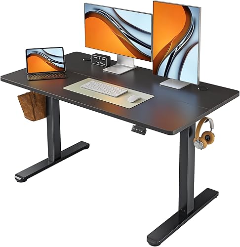 FAMISKY Escritorio eléctrico de pie, escritorio de altura ajustable de 48 x 24 pulgadas, ergonómico para oficina en casa, estación de trabajo para