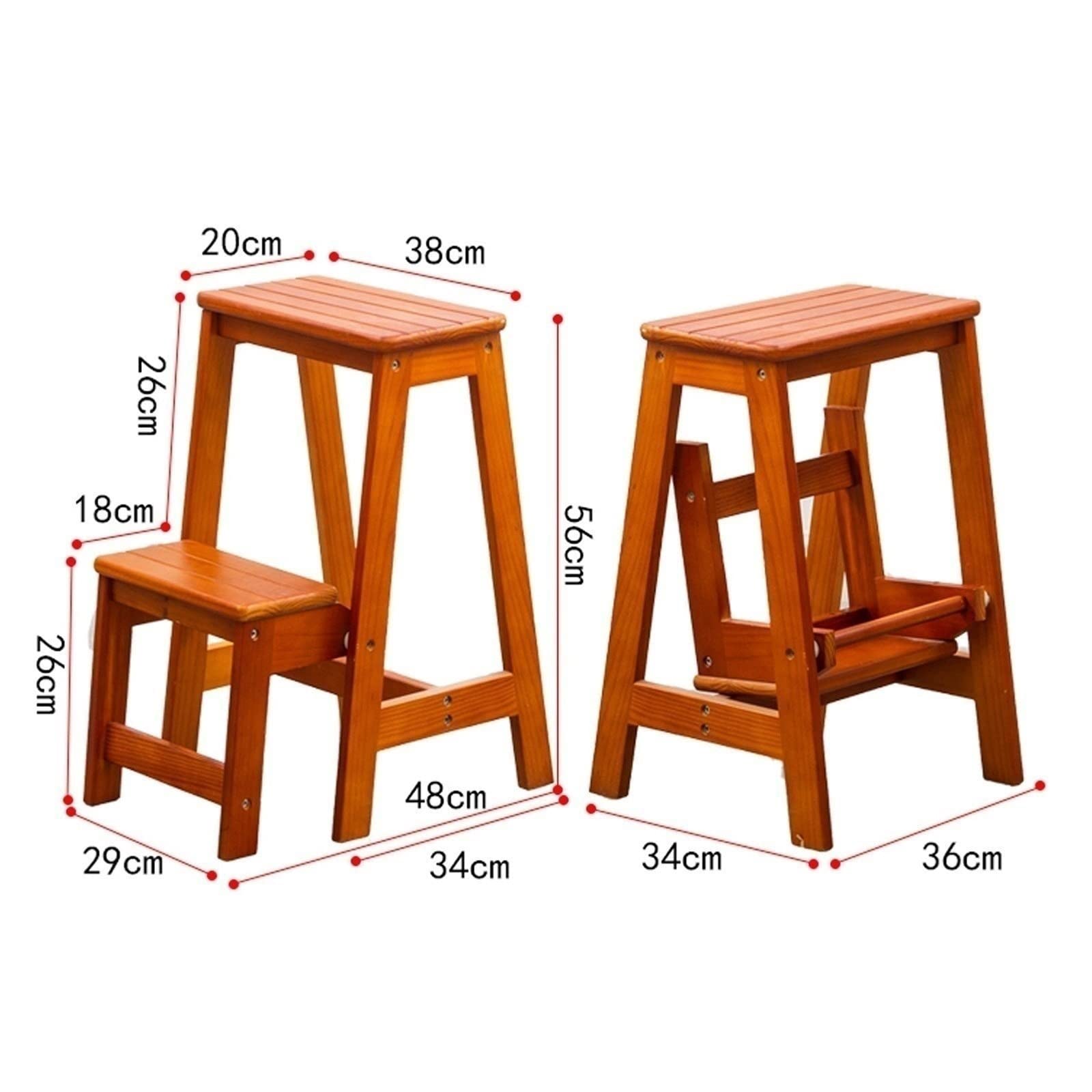 Escalera Madera para el hogar Taburete Madera Dos escalones Plegable reposapiés Anslizante Seguridad para la Cocina Zapatero Estante para res estantería