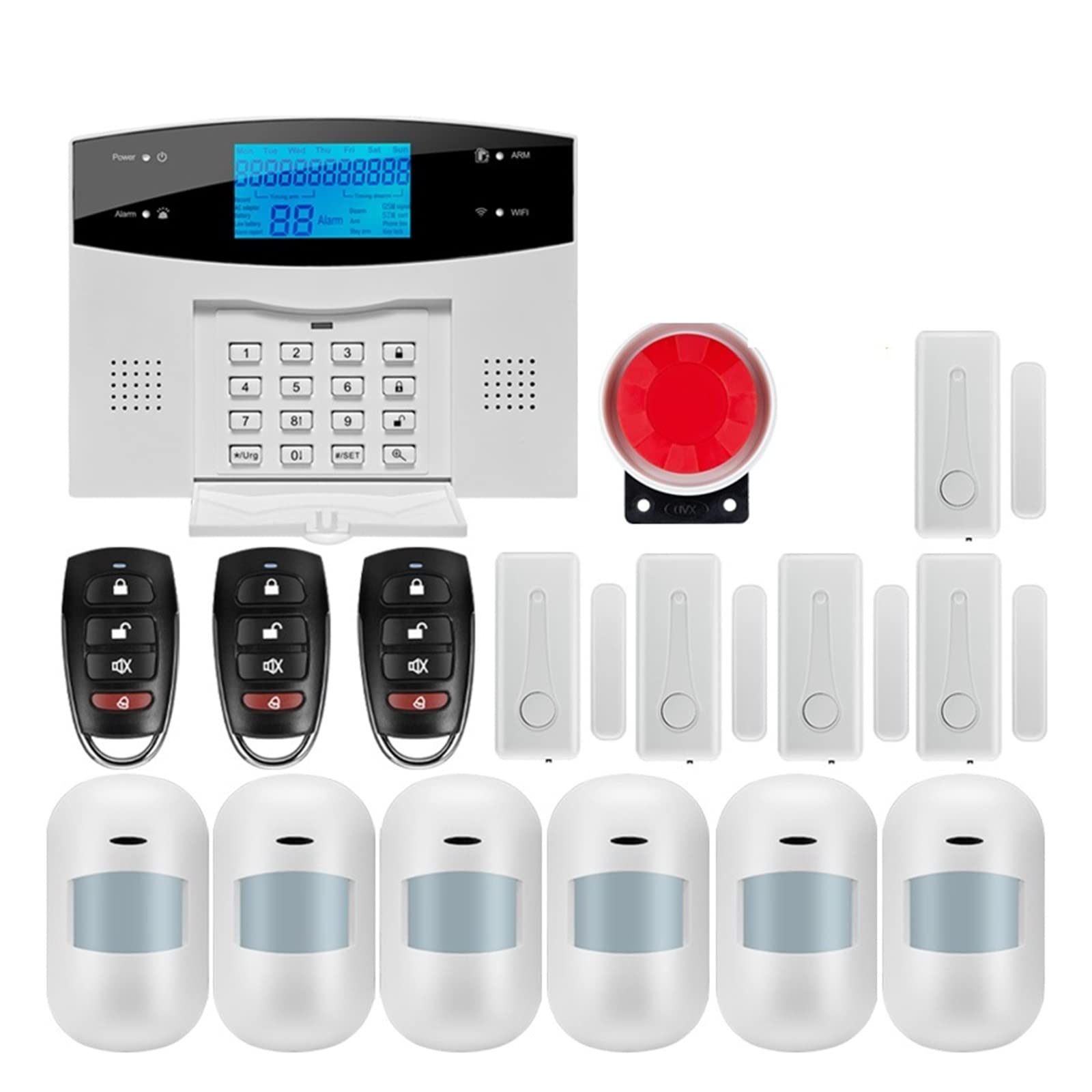 Kit Allarme Casa, Tuya Wireless Wire Home Wifi GSM Sicurezza domestica con di allarme del sensore del rilevatore di movimento App Controllo