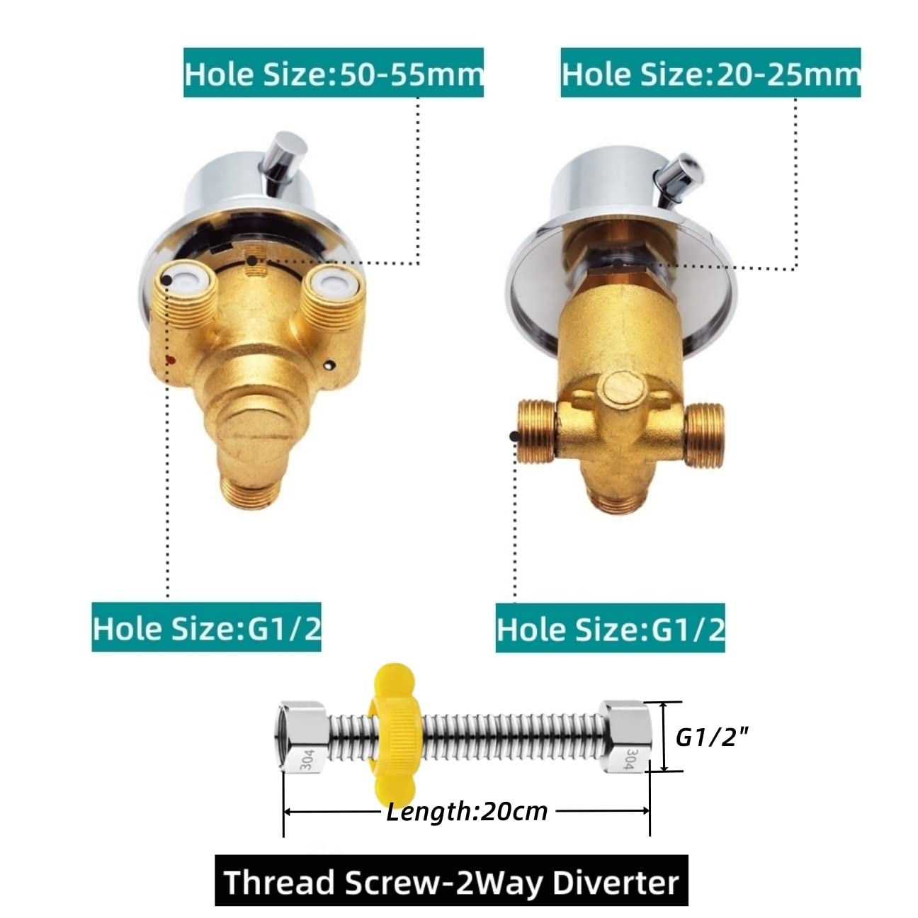 Grifo de Ducha Termostático 2/3/4 Válvula de Ducha de Latón de Paso Directo Mezclador Control Válvula Direccional Conexión de Manguera Interruptor
