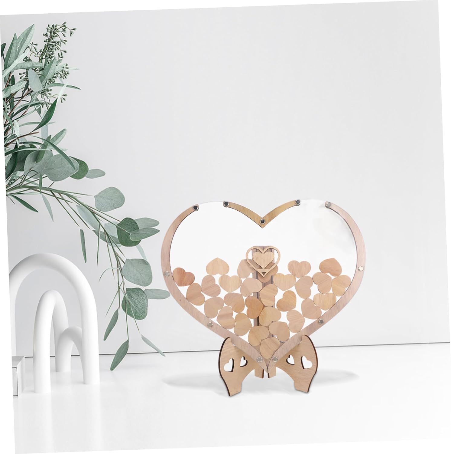 Ciieeo 1set Rustic Heart-Shaped Wooden Guest Book for Weddings and Special Events Unique Keepsake for Messages and Blessings for Celebrations and Decor