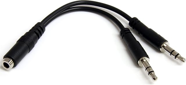 StarTech.com 3.5mm 4 Position to 2x 3 Position 3.5mm Headset Splitter Adapter - F/M - 3.5mm headset Adapter Cable (MUYHSFMM), Black