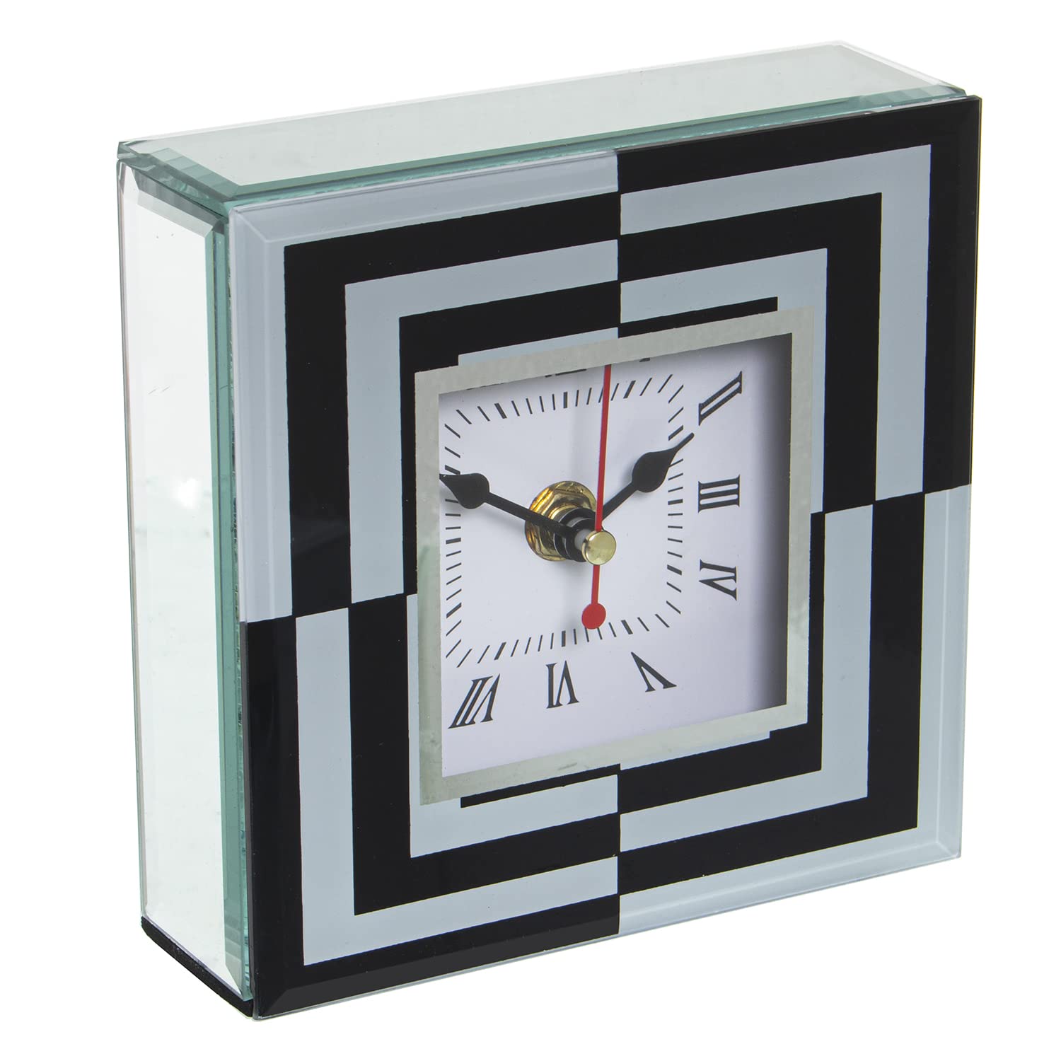 Horloge de table en verre et bois pour décoration salon et bureau