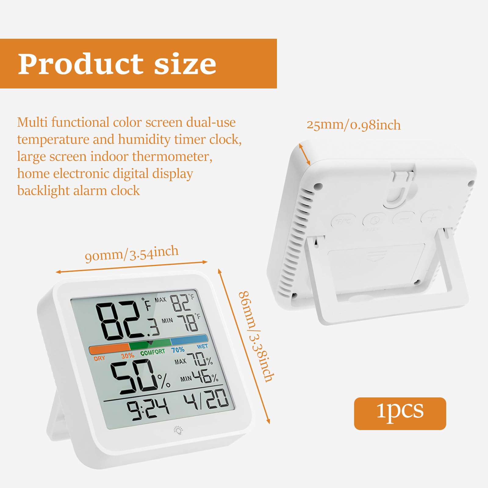 LZVXTYM Digital Thermometer Hygrometer with 3.34 Inch Large Display, Indoor Humidity and Temperature Monitor-Battery Powered- for Greenhouse, Home and Office Measuring Devices