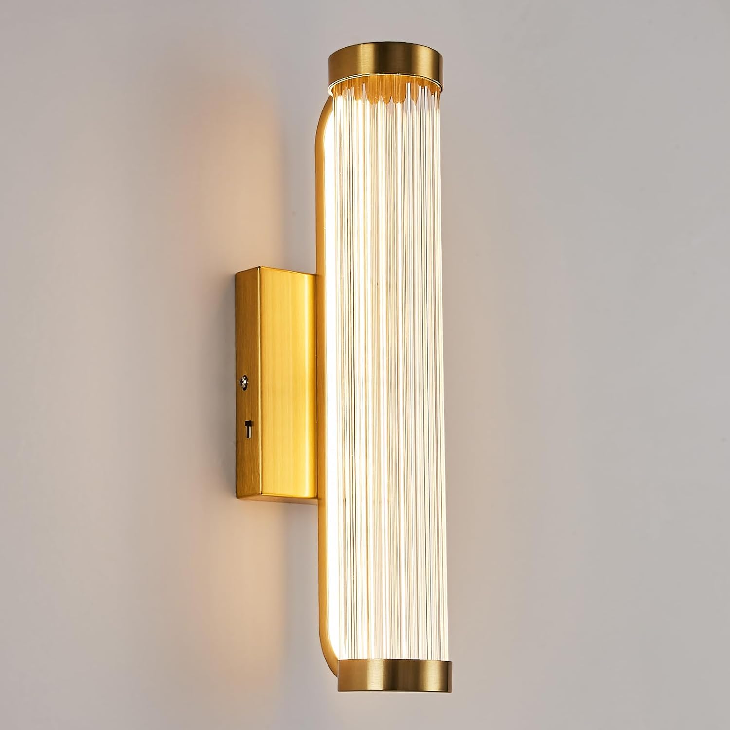 Gold Modern LED Wall Sconce, 3CCT Wall Sconces Dimmable Glass Sconce Wall Lighting Indoor Wall Mount Bathroom Vanity Light Fixtures for Bedroom Living Room,Mirror Hallway Kitchen