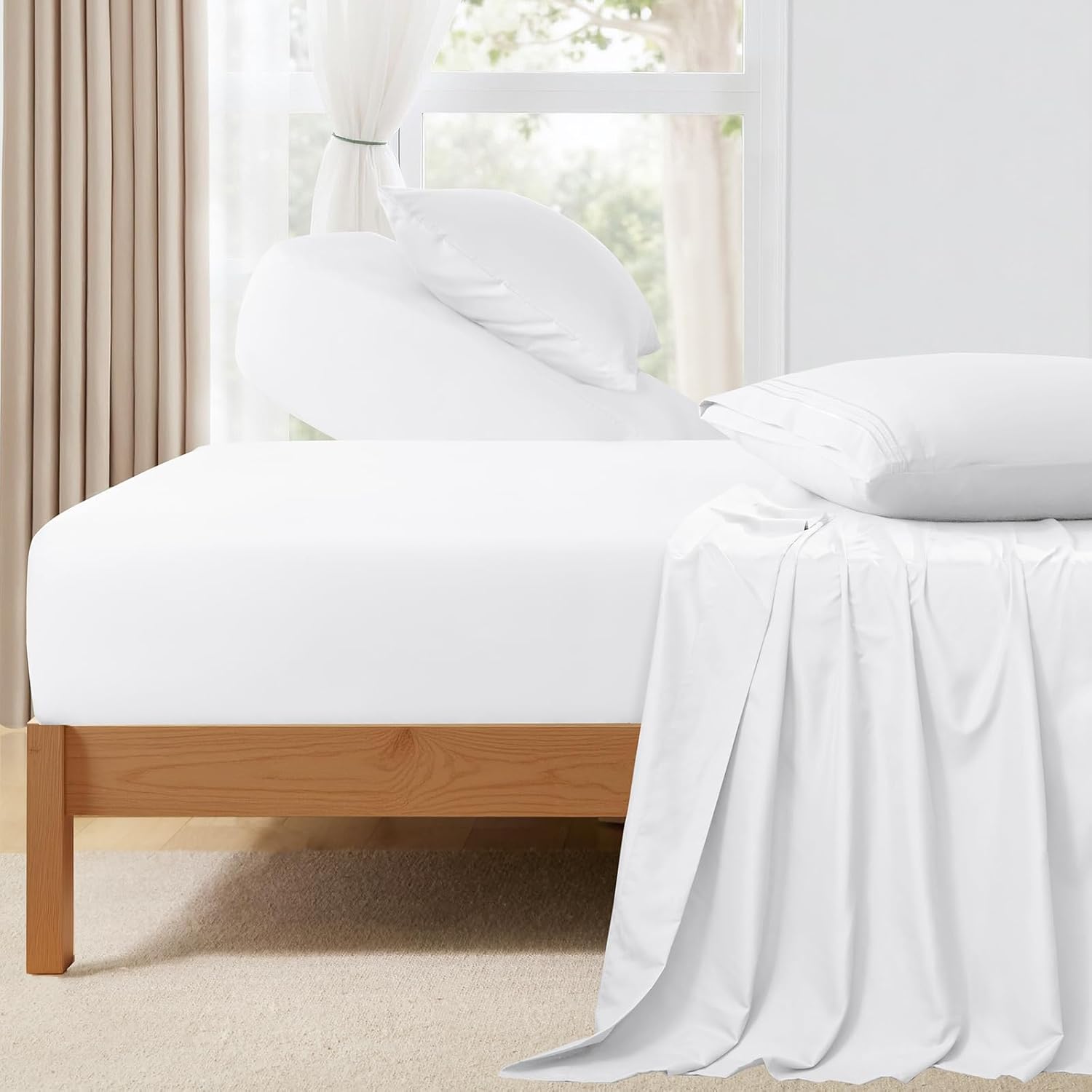 Horbaunal Light Grey Split Head King Sheet Set - 4 Pieces Flex Top King Sheets for Adjustable Beds - Fits Mattress up to 16" Deep - Soft Microfiber Bed Sheets with 34" Split Flex Head