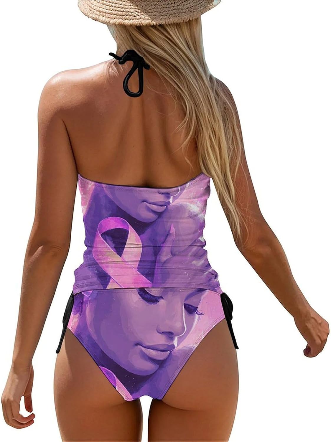 Breast Cancer Survivor Women Tankini 2 Piece Swim Bathing Suits | tummy control,high neck top with bottom,swimwear,swimsuits