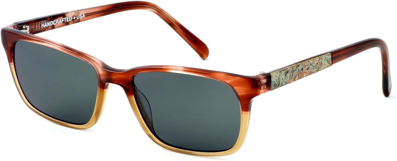 Parkman Handcrafted Polarized Sunglasses Francesa in Cranberry Tan with Money & Grey Lens ; Made in the USA