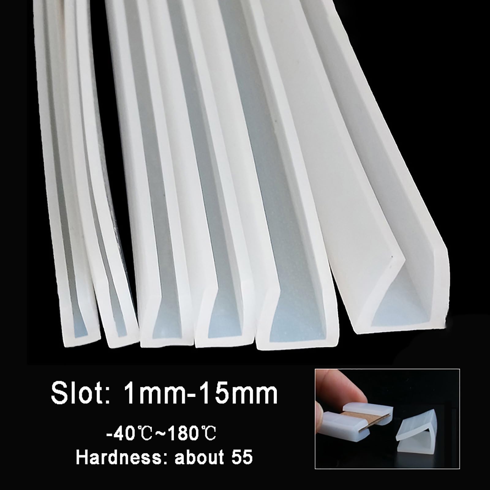 joint solide Bande d'étanchéité en caoutchouc de Silicone solide, en forme de U, résistante aux hautes températures, antidérapante et étanche bande d'étanchéité (Size : 3 meter, Color : 3mmx6mmx10mm