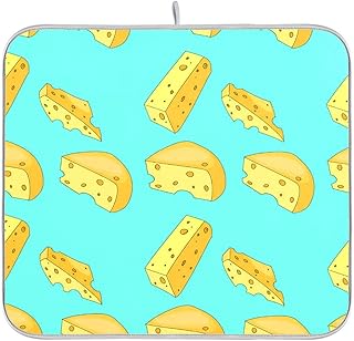 Qilmy Cheese Dish Drying Mat Absorbent Reversible Dish Drainer Pad Tableware Mat for Kitchen Counter Home Decoration, 16 x 18 Inch