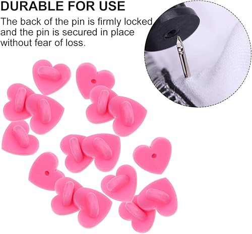 Miniatura 8 de EXCEART 100 piezas de pasador de goma con diseño de corazón de amor, mariposa, embrague, repuesto para insignias, pin de solapa, accesorio de