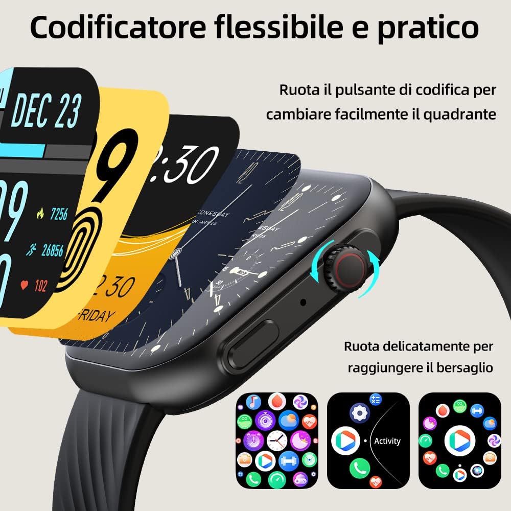 HOLALEI Smartwatch, 2.01 Orologio Intelligente Uomo Donna con Effettua e Rispondi alle Chiamate, Smart Watch con Cardiofrequenzimetro/SpO2, Fitness Tracker 123 Modalità Sportive per Android iOS HOLALEI Smartwatch, 2.01 Orologio Intelligente Uomo Donna con Effettua e Rispondi alle Chiamate, Smart Watch con Cardiofrequenzimetro/SpO2, Fitness Tracker 123 Modalità Sportive per Android iOS