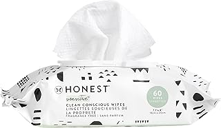 The Honest Company Clean Conscious Wipes | 99% Water, Compostable, Plant-Based, Baby Wipes | Hypoallergenic, EWG Verified | Pattern Play, 60 Count