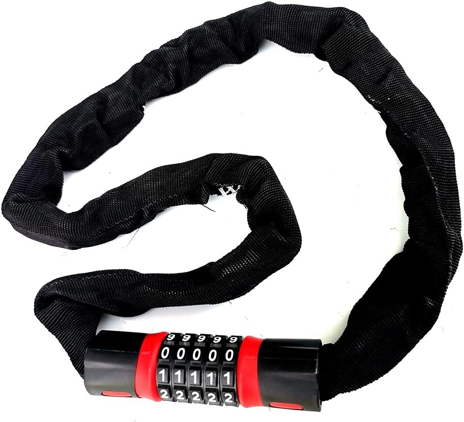 5 Digit Code Combination Bike Security Coded Lock Wiring Bicycle Motorcycle Anti Theft Chain Lock for Bicycle Glass Door (Color : Black)