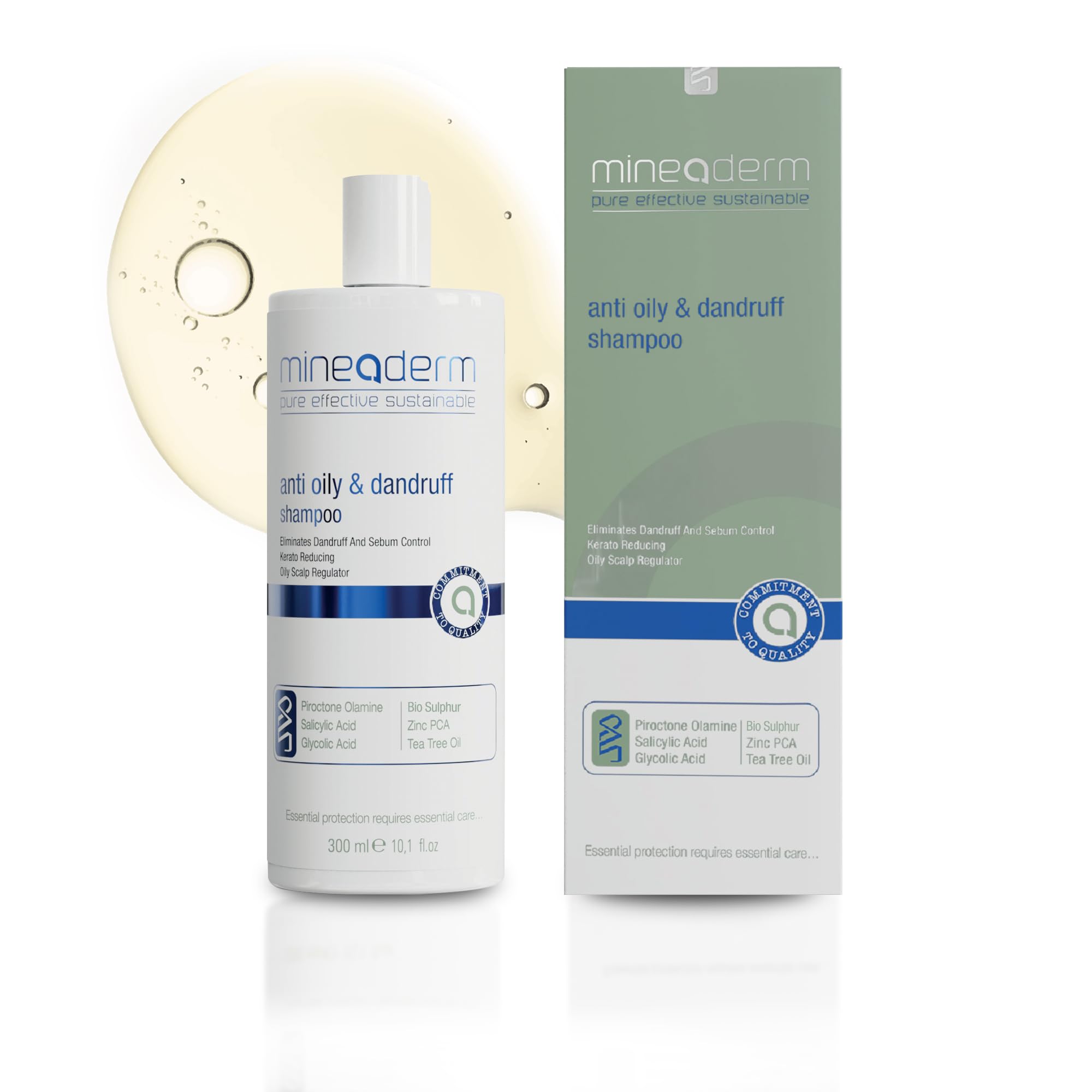 Mineaderm Anti-Schuppen Shampoo – Fettige Kopfhaut-Formel mit Piroctone Olamine, Salicylsäure & Teebaumöl – silikonfrei – 300 ml