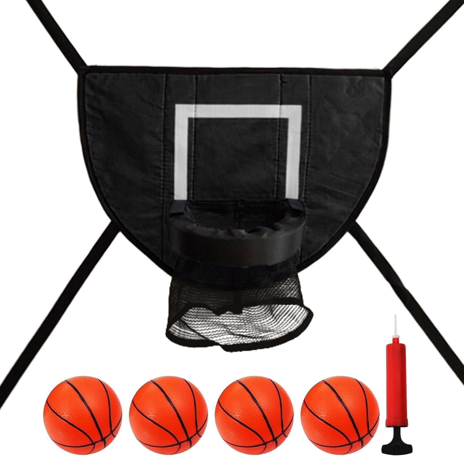Breakaway Rim Basketball Hoop For Dunking With 4 Mini Balls And Pump Children Soft Basketball Hoop Attachment Trampoline Accessories Indoor & Outdoor
