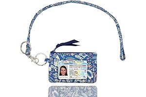 Vera Bradley RFID Blocking Lanyard with Zip ID Case and Card Holder Keychain