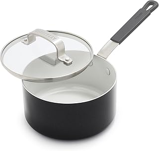 GreenPan x Bobby Flay 1.67QT Nonstick Saucepan with Glass Lid, PFAS-Free...