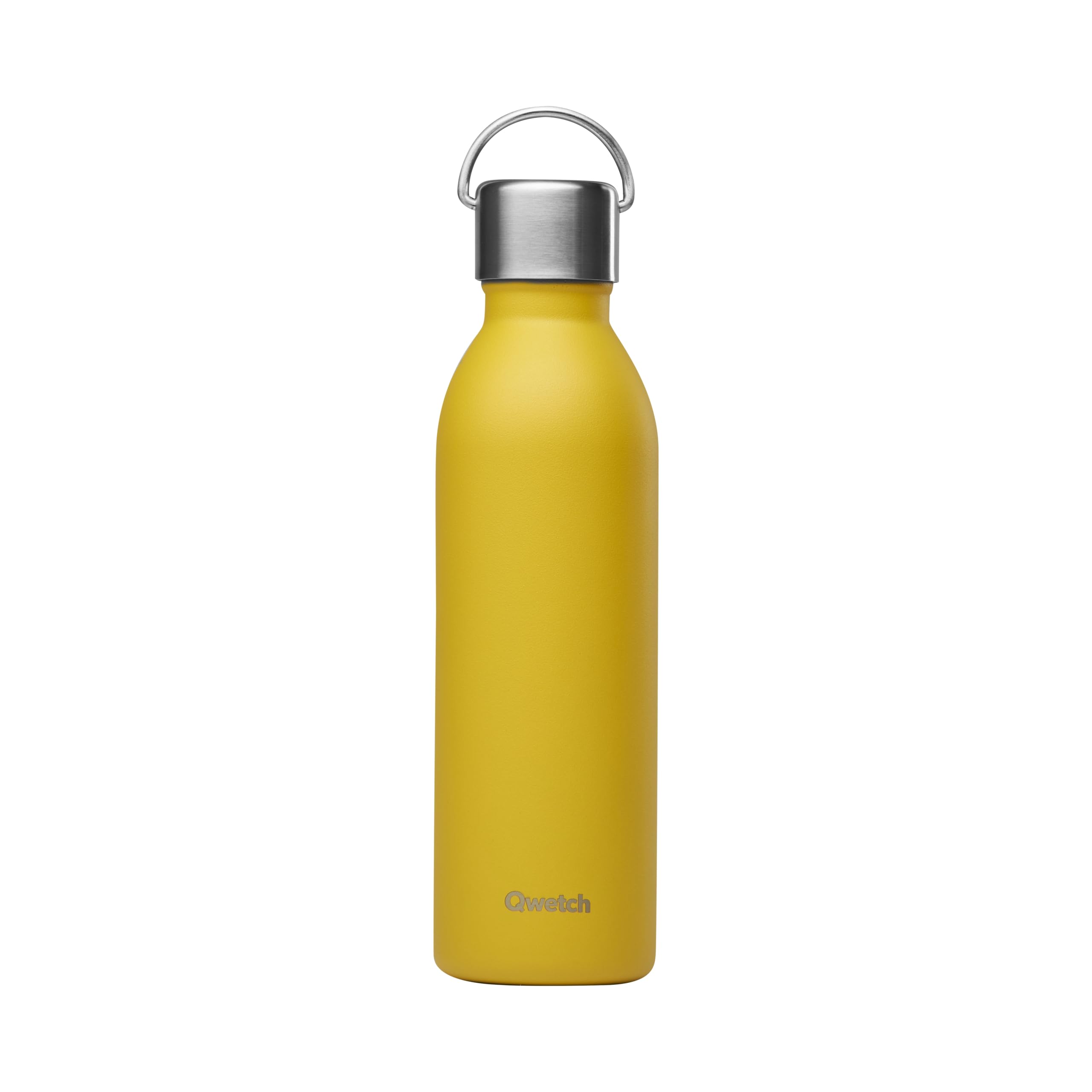 Qwetch - Matt Bouteille Isotherme Active Jaune Curry 1L - Gourde avec Anse Inox Recyclé - 24h Froid et 12h Chaud - Etanche & Compacte