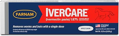 Farnam IverCare (ivermectin Paste) 1.87%!f(MISSING)or Horses, Anthelmintic and Boticide, 0.21 Ounces, Horse Dewormer, Ivermectin Apple-Flavored Paste, Up to 1,250 lbs