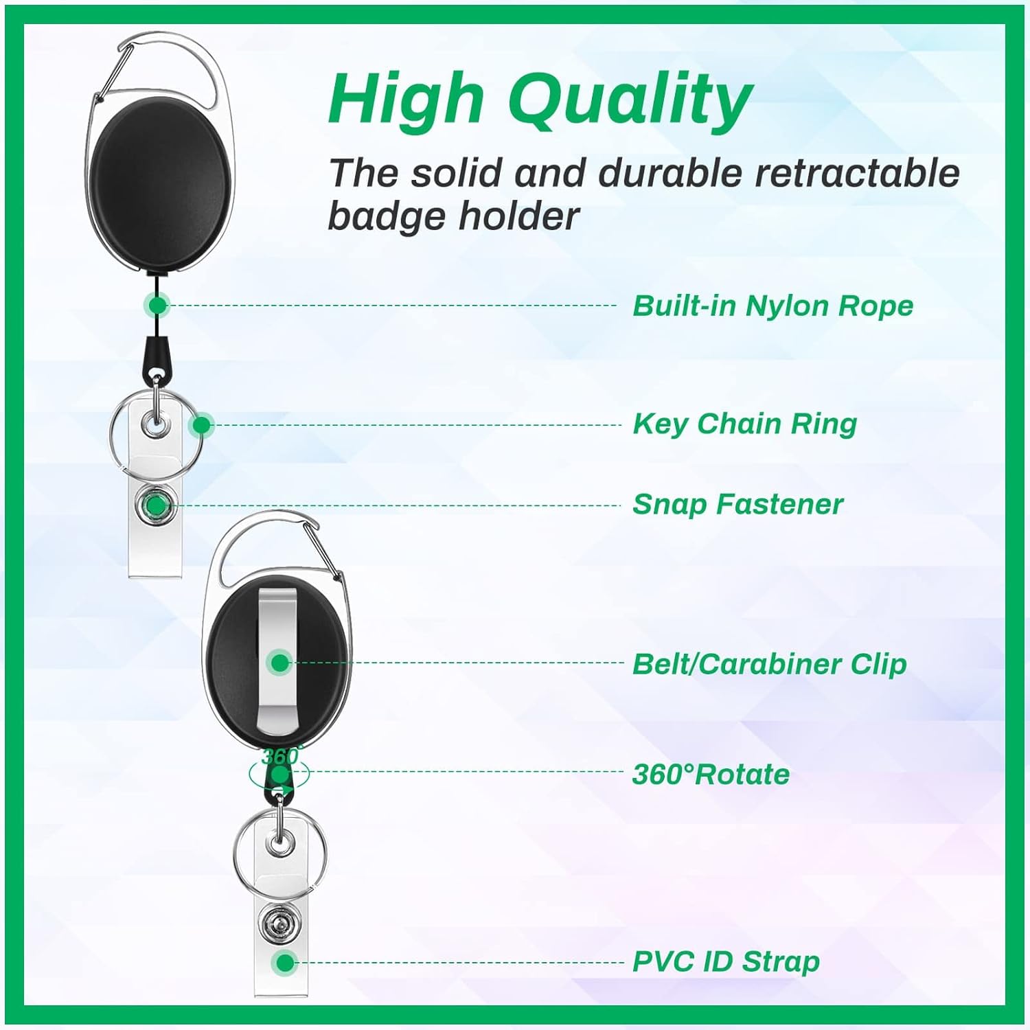 30 Pcs Retractable ID Badge Holders with Carabiner Reel Clip, Retractable Lanyards for Keys and Cards - Image 3