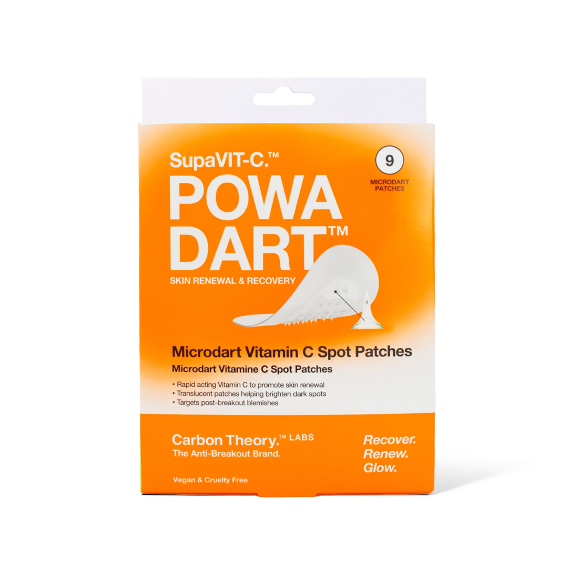 Carbon Theory POWA Vitamin C Microdart Spot Patches 9 Pack | Microdart Technology for Deeper More Targeted Treatment. Helps Reduce Post Breakout Hyperpigmentation with Vitamin C.