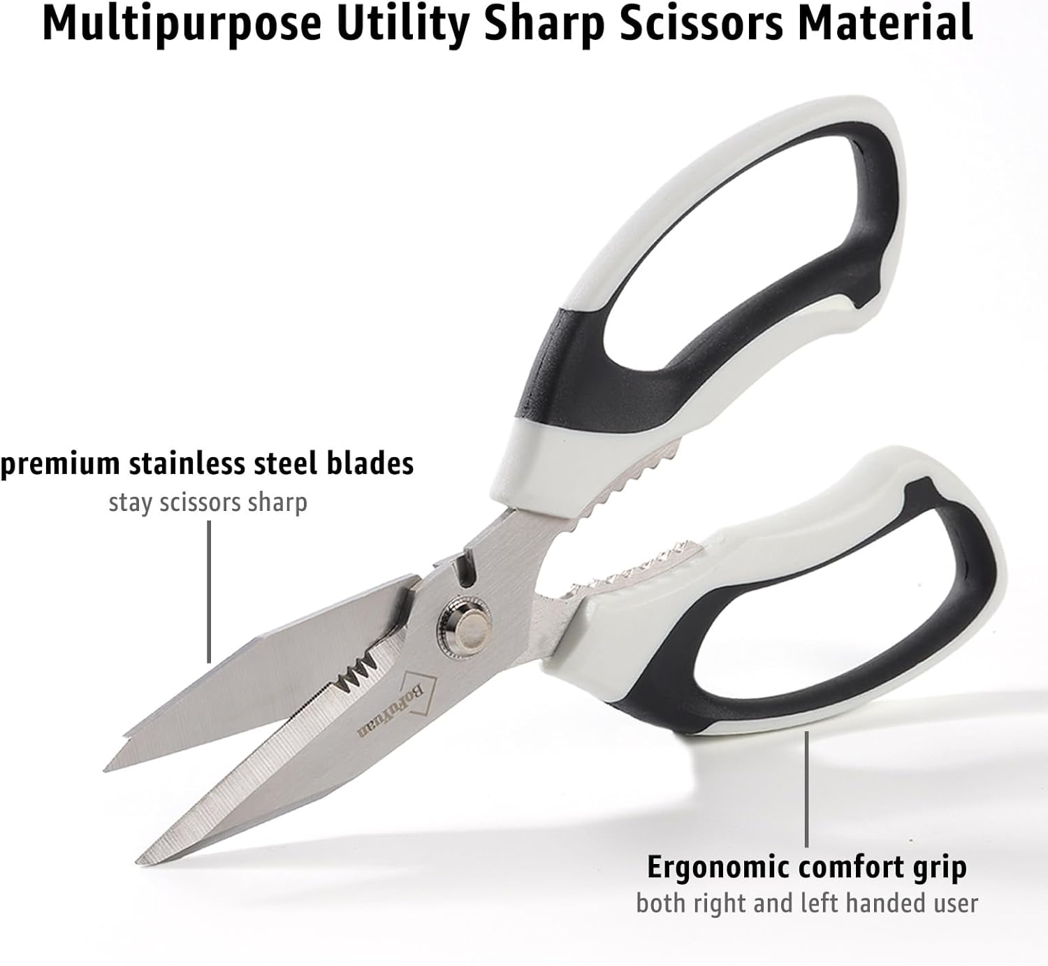 8-Inch Utility Scissors All pose Heavy Duty, Serrated Blade,