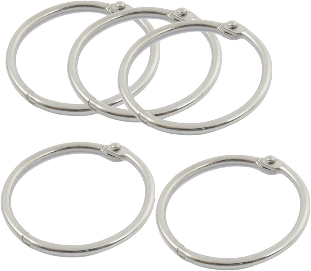 uxcell Loose Leaf Binder Rings, Metal Book Rings Round Shaped O Ring Clip for Home Office, Key Holder Key Chains Keyring 4cm Diameter for DIY, Organization, 5Pcs Silver Tone