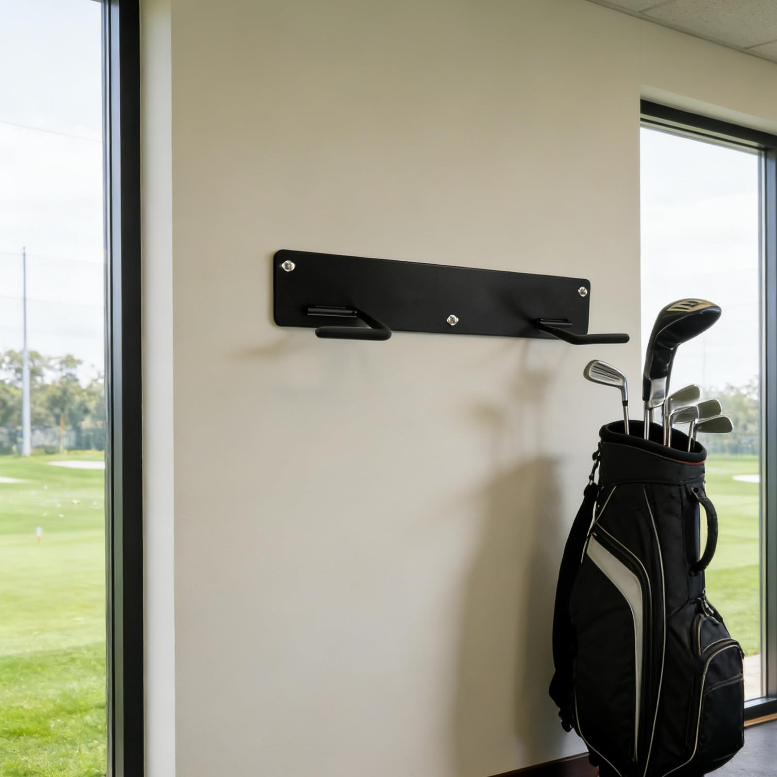 Soporte de Pared para Bolsa de Golf en Garaje, Acero al Carbono Negro