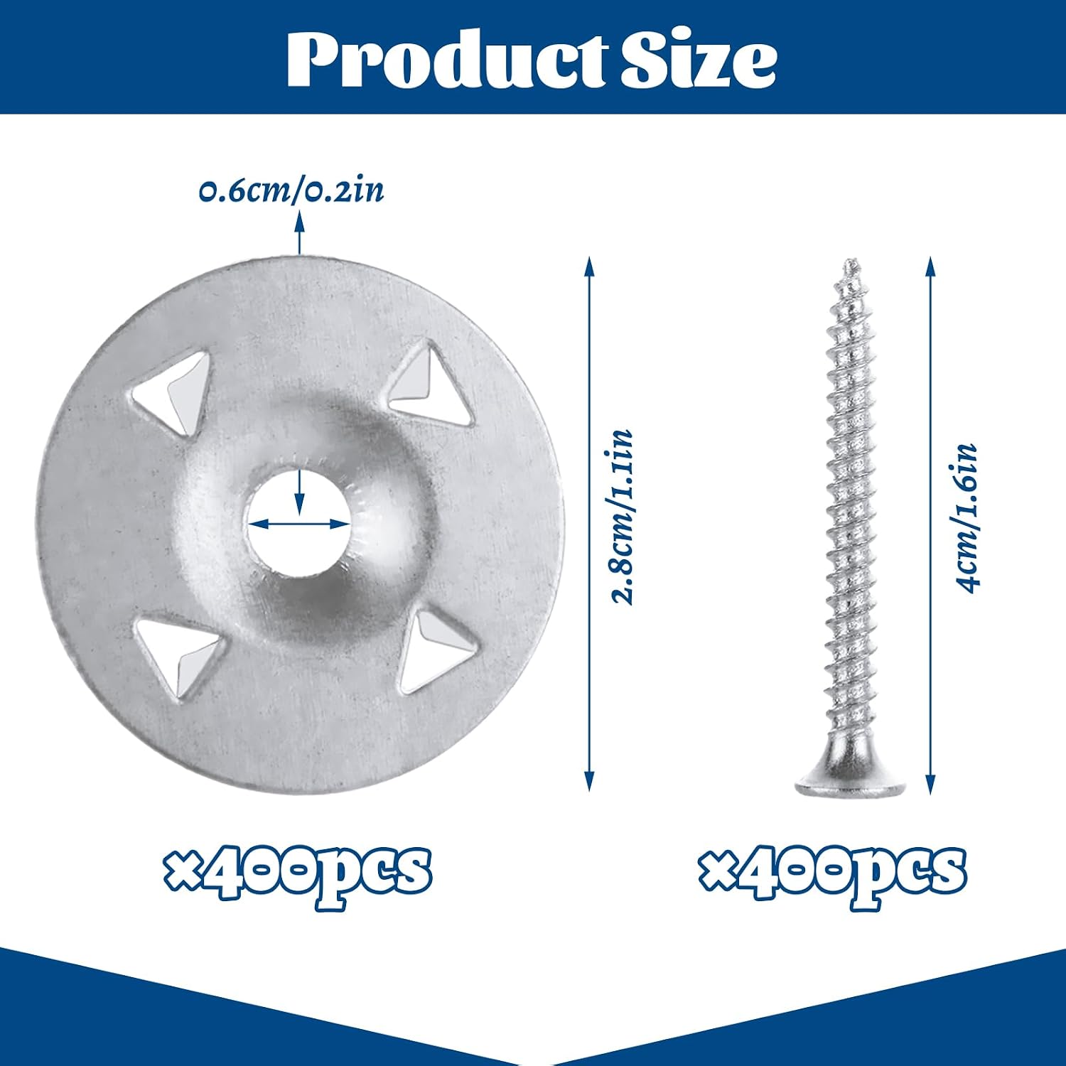 800PCS Foam Board Fasteners Washers 1-1/8 Inch Galvanized Steel Metal Washer for Installation of Foam Board Panels