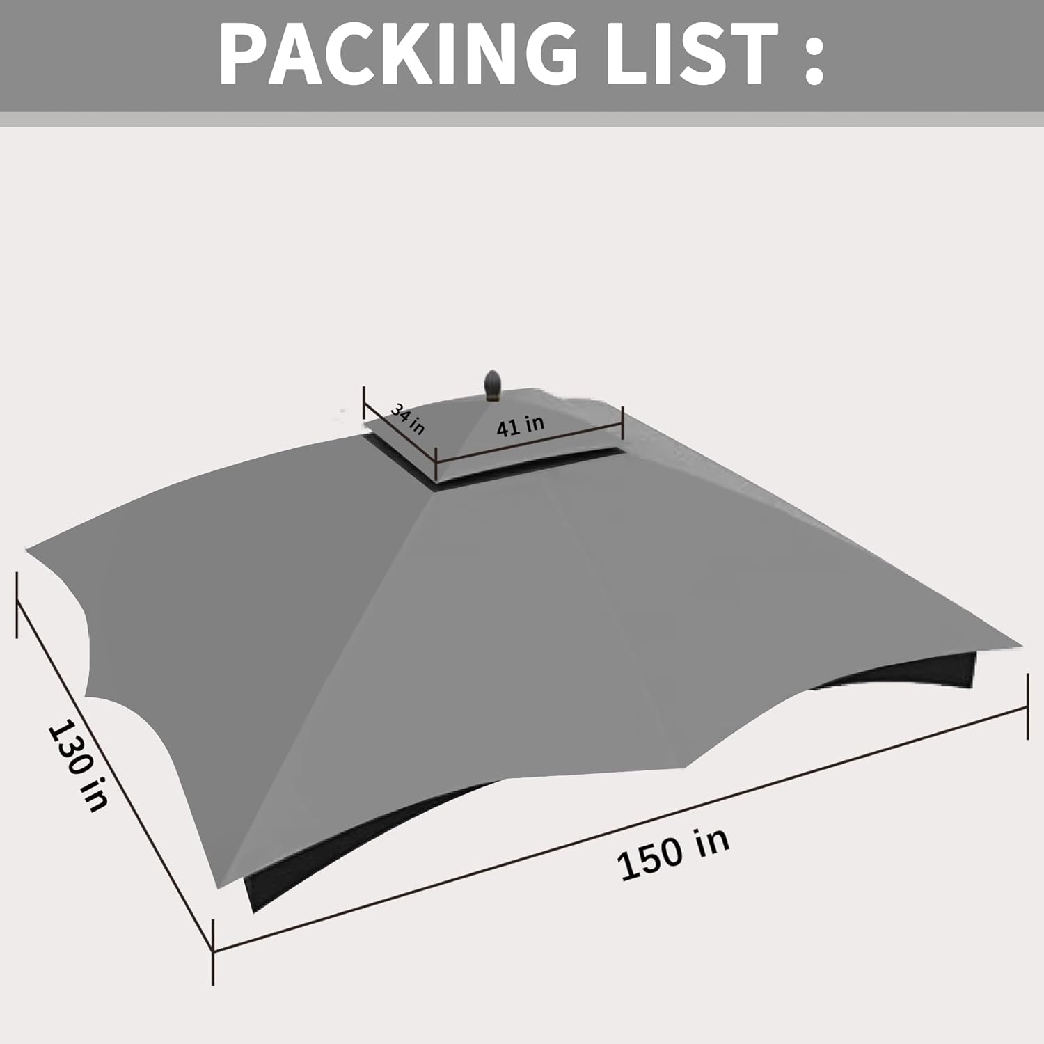 SCOCANOPY Grey Replacement Top Compatible with Lowe's Allen Roth 10X12 Gazebo Model #GF-12S004B-1/#GF-12S004BTO