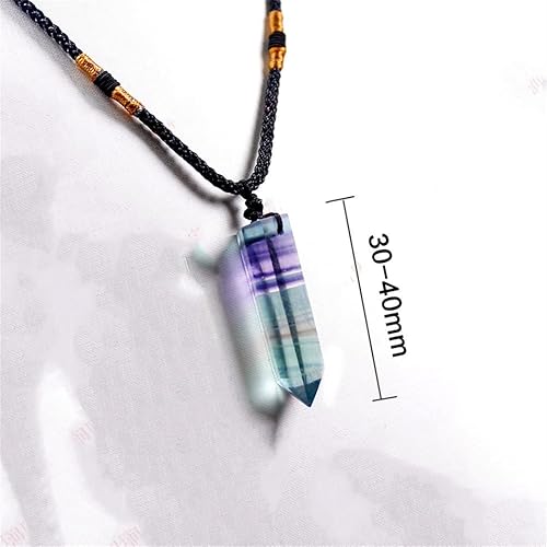 Miniatura 9 de 3 piezas de cristal curativo natural fluorita arco iris colgantes de doble punta collar de cuarzo de cristal natural 6 varitas de cristal de chakras