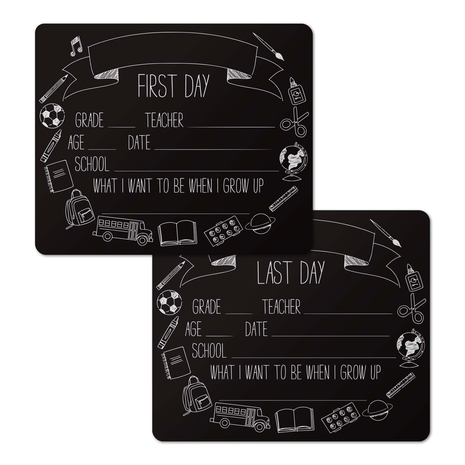 First and Last Day of School Icons Chalkboard Style Sign Set/Reusable Back to School Photo Props / 10" x 12" Elementary Grade Blackboard/Classroom