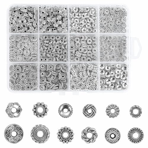 600pcs Silver Spacer Beads for Jewelry Making- 5-8mm Metal Beads Spacer with Storage Box for Bracelets Necklaces & DIY Crafts